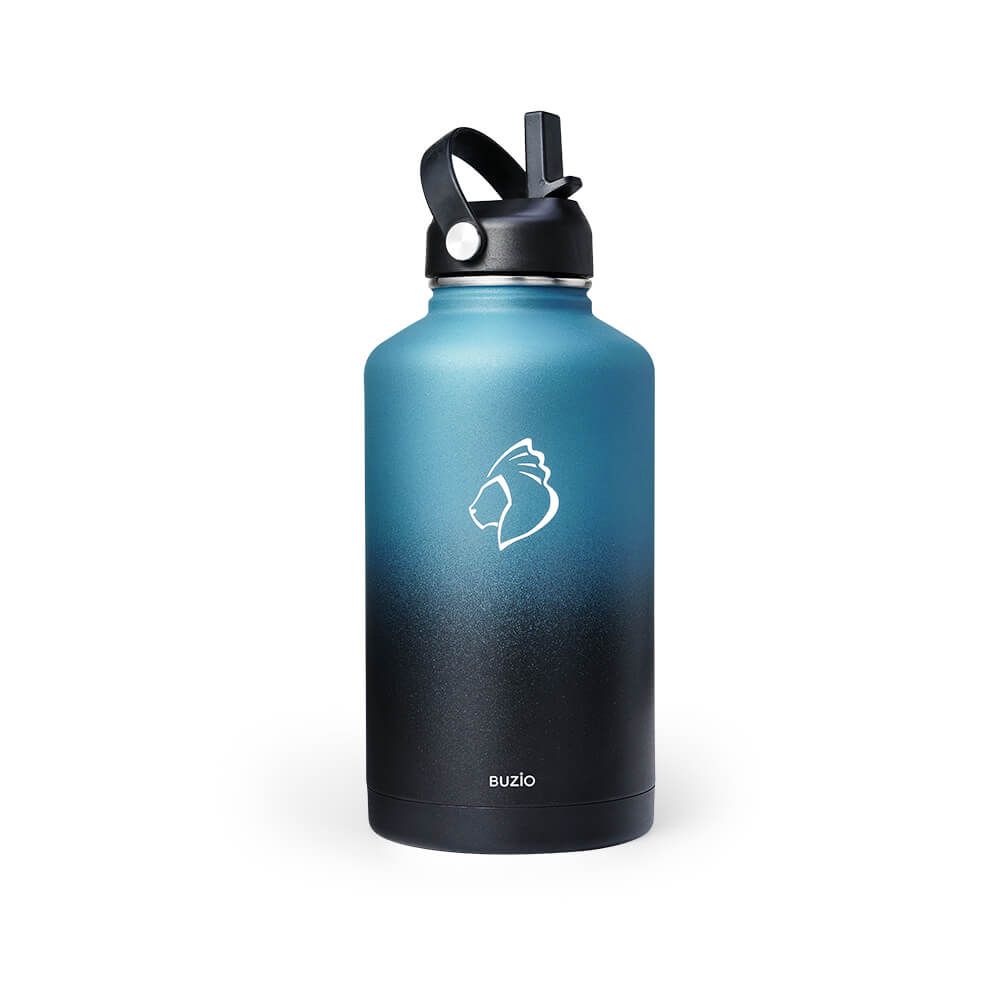 BUZIO Insulated Water Bottle with Straw Lid and Flex Cap, 32oz, 40oz, 64oz,  87oz