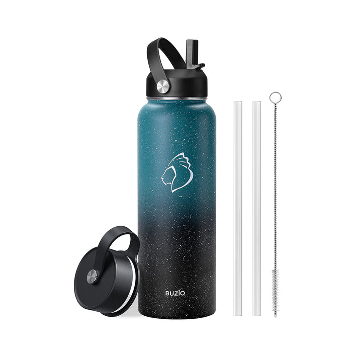 BUZIO Insulated Wide Mouth Straw Water Bottle