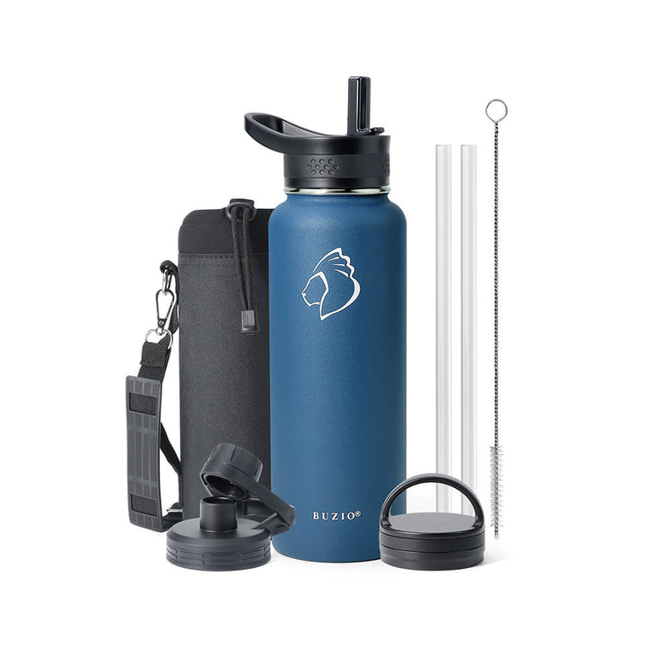 blue water bottle