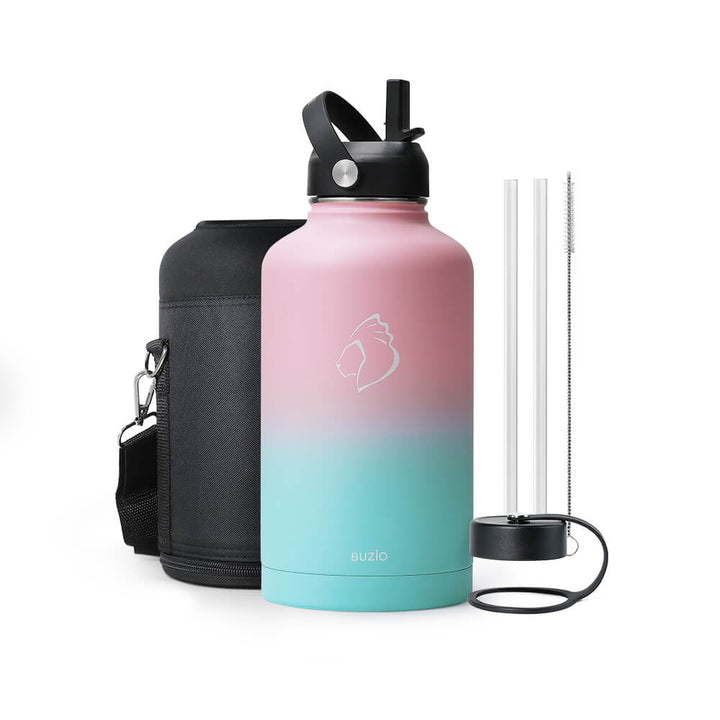 large insulated water bottle with straw