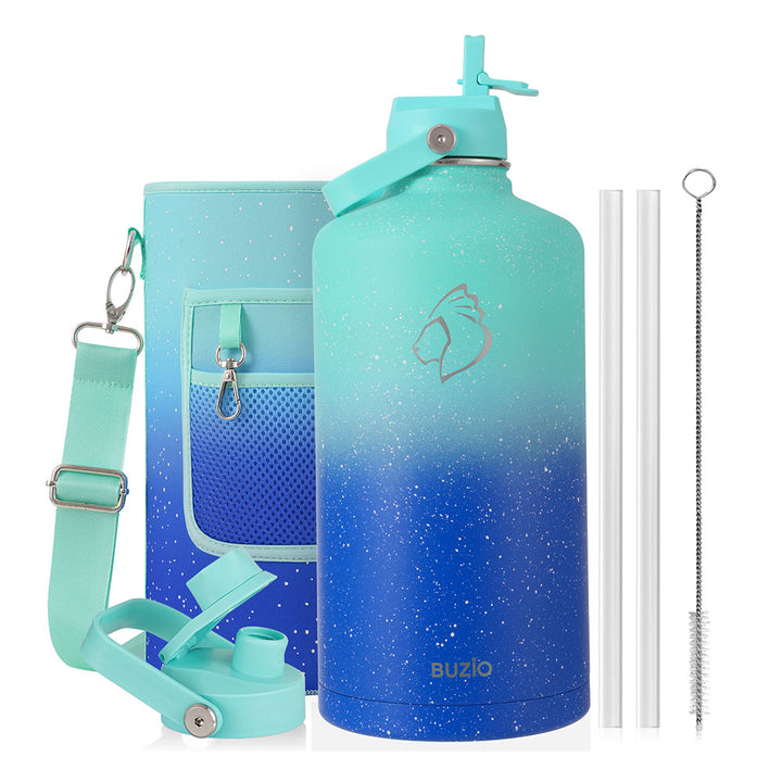 Stainless Steel Gallon Bottle with Straw Lid | 128oz 128oz / Indigo Crush