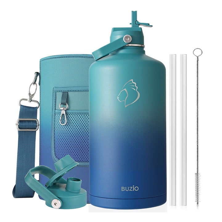 Stainless Steel Gallon Bottle with Straw Lid | 128oz 128oz / Indigo Crush