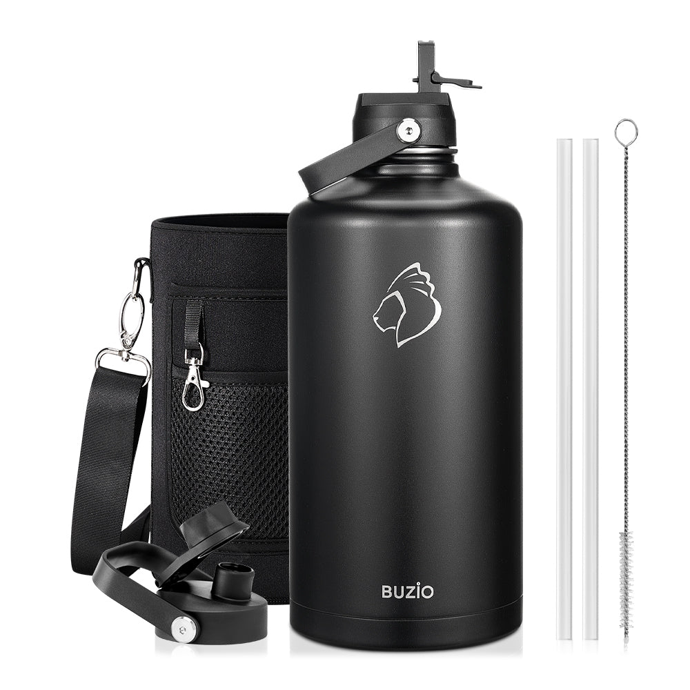 Stainless Steel Gallon Bottle with Straw Lid | 128oz – Buzio Bottle