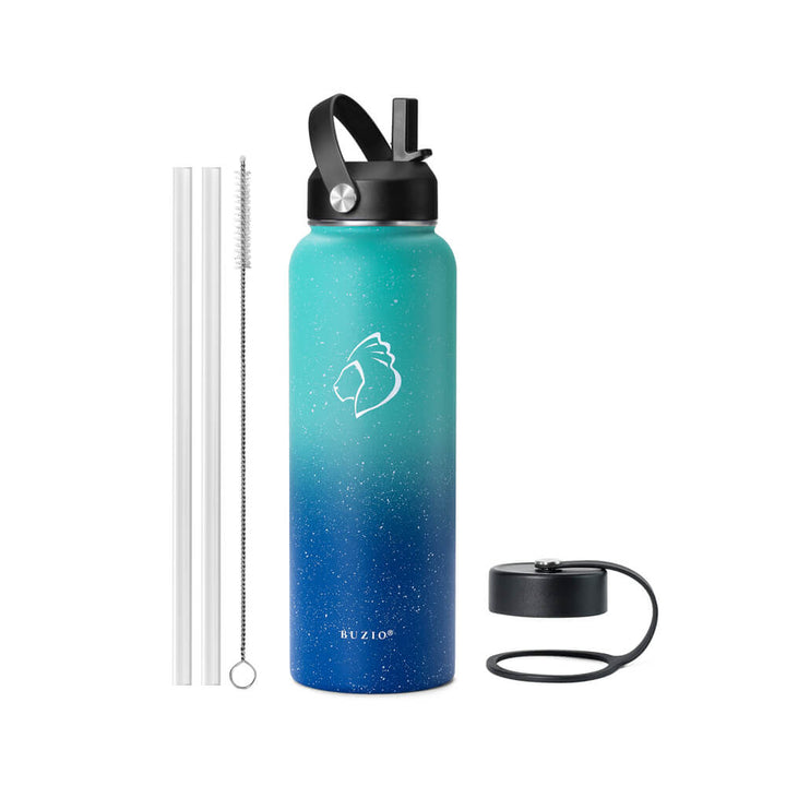 BUZIO Insulated Wide Mouth Straw Water Bottle