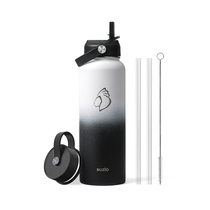 metal water bottle with straw 