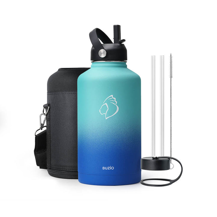 blue water bottle