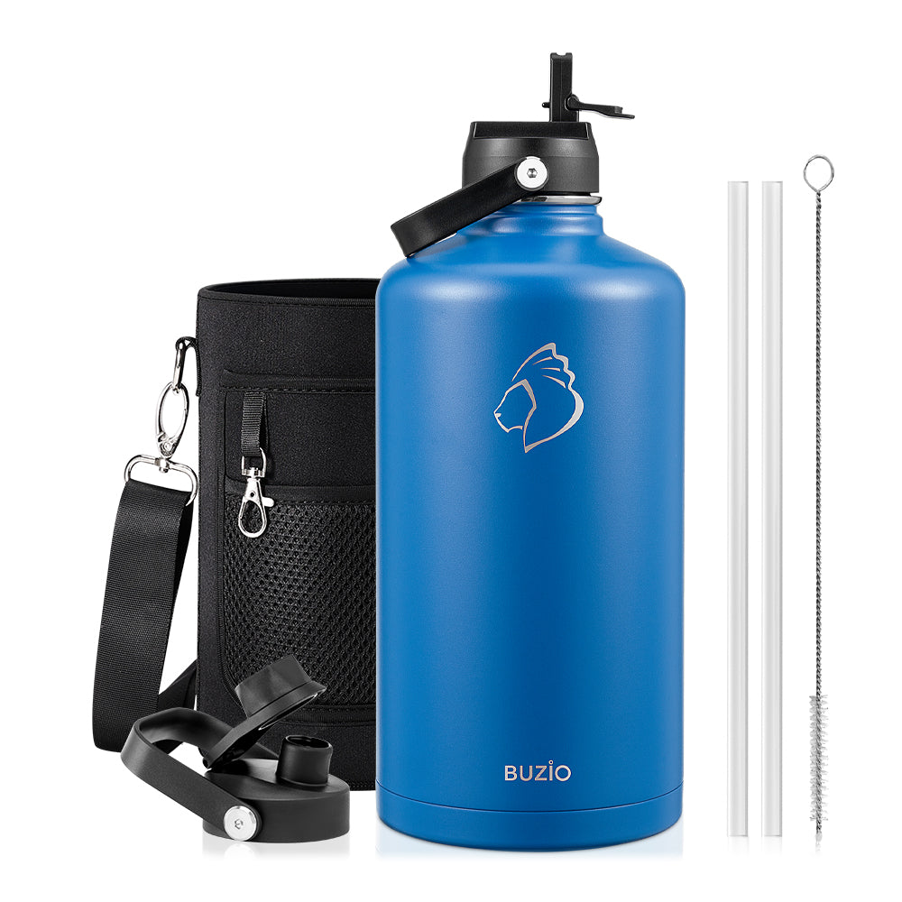 Stainless Steel Gallon Bottle with Straw Lid | 128oz – Buzio Bottle