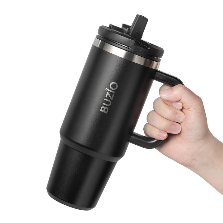 BUBU 40 oz Tumbler with Handle and Metal Straw