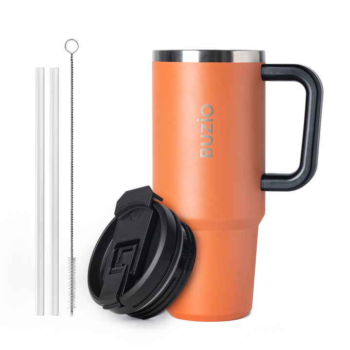 BUBU 40 oz Tumbler with Handle and Metal Straw