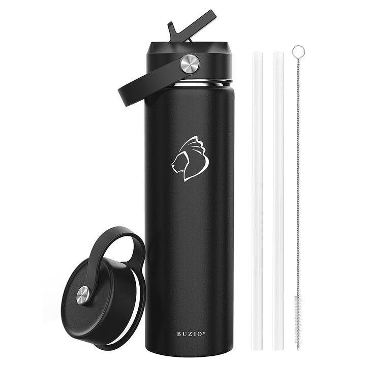 BUZIO Insulated Wide Mouth Straw Water Bottle