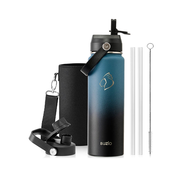 Insulated Water Bottle with 2 Lids | 22oz | Indigo Crush