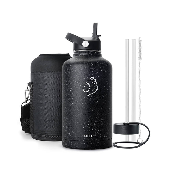 BUZIO Insulated Wide Mouth Straw Water Bottle