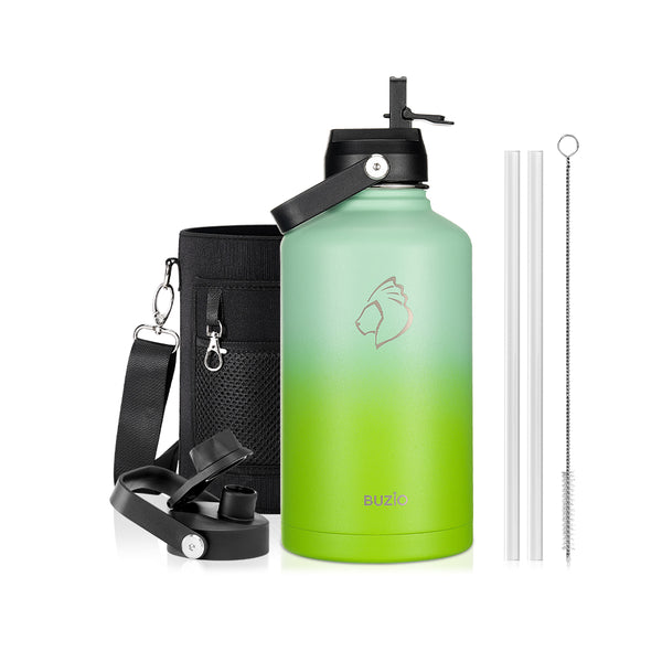 Insulated Water Bottles with 2 Lids | Gradient Green| 64oz