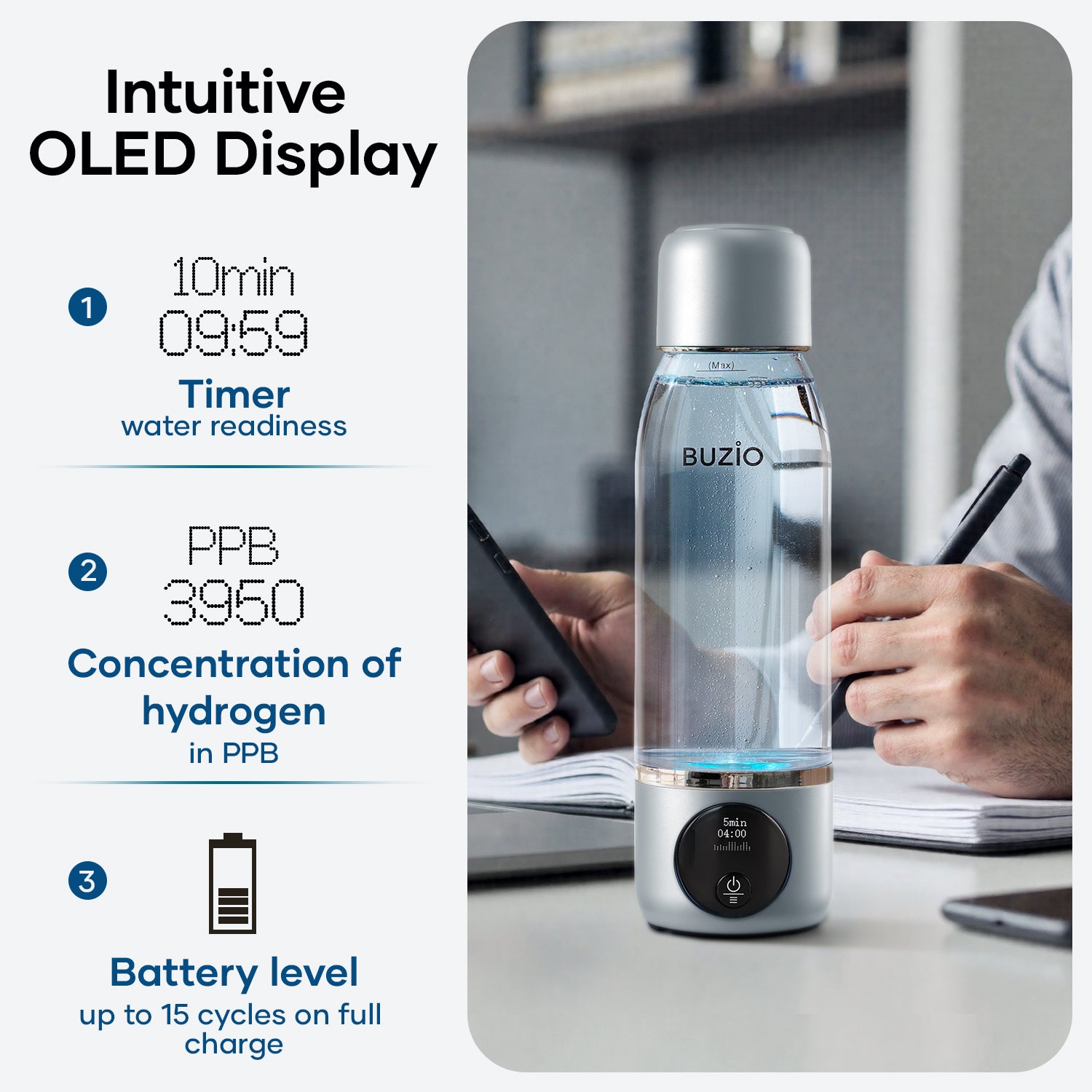 Portable Rechargeable Hydrogen Water Bottle Generator – Buzio Bottle