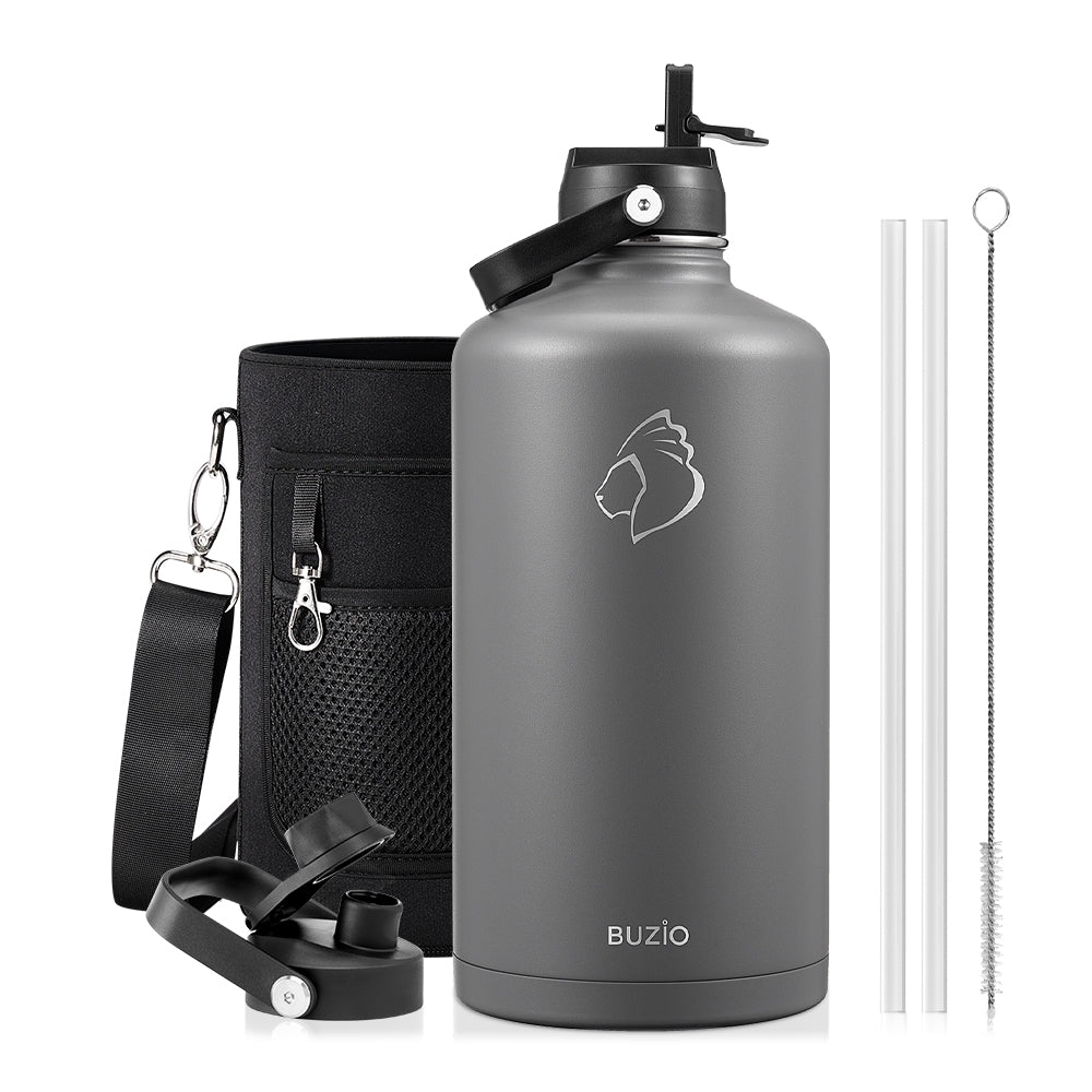 Stainless Steel Gallon Bottle with Straw Lid | 128oz – Buzio Bottle