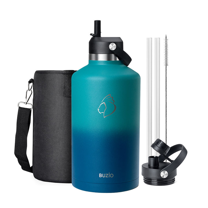 64oz stainless steel water bottle with straw