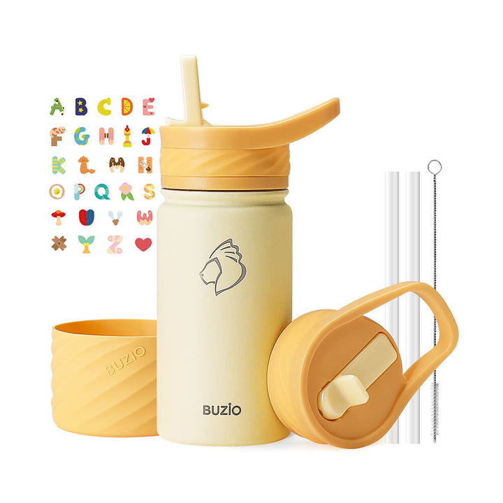 Kids Straw Water Bottles with Boot and Stickers | 14oz