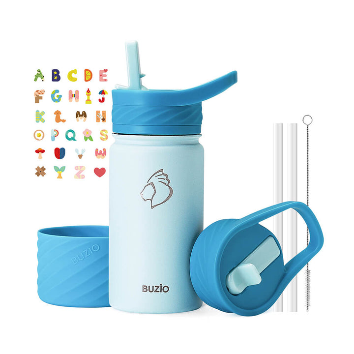 Kids Straw Water Bottles with Boot and Stickers | 14oz