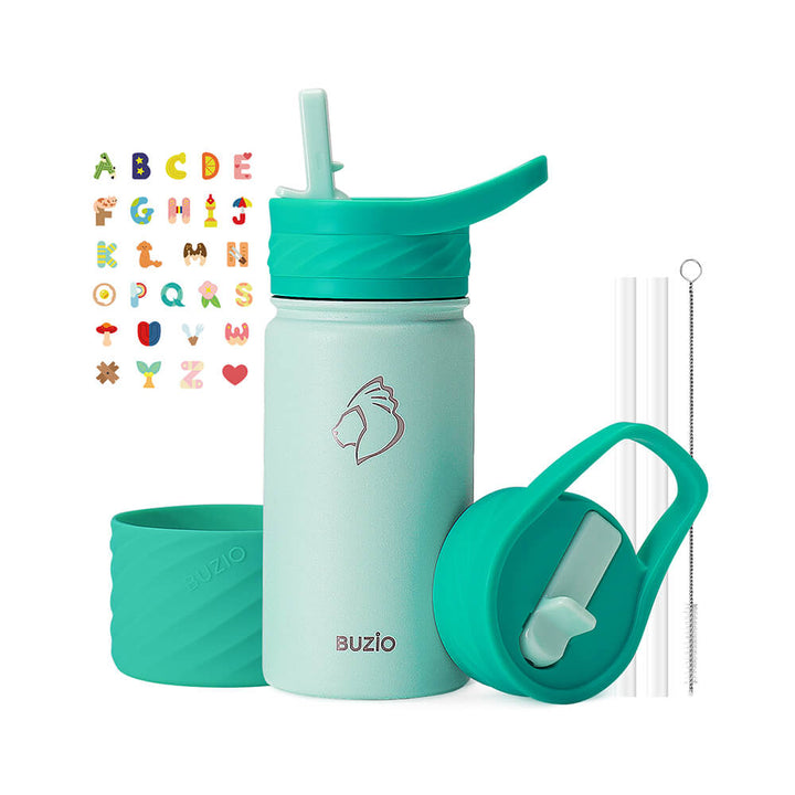Kids Straw Water Bottles with Boot and Stickers | 14oz