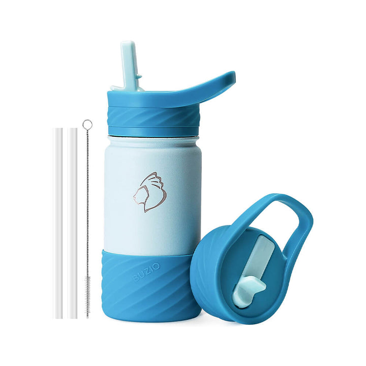 Kids Straw Water Bottles with Boot and Stickers | 14oz