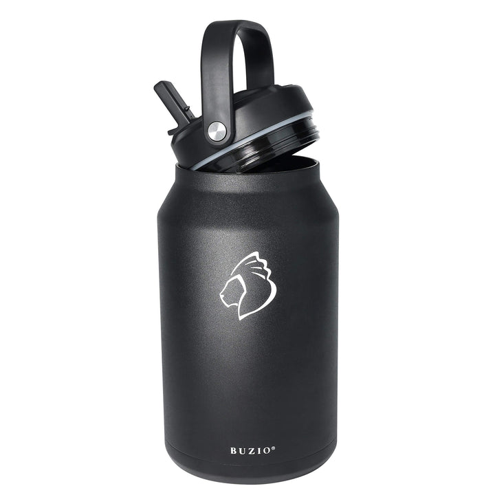 BUZIO Insulated Wide Mouth Straw Water Bottle